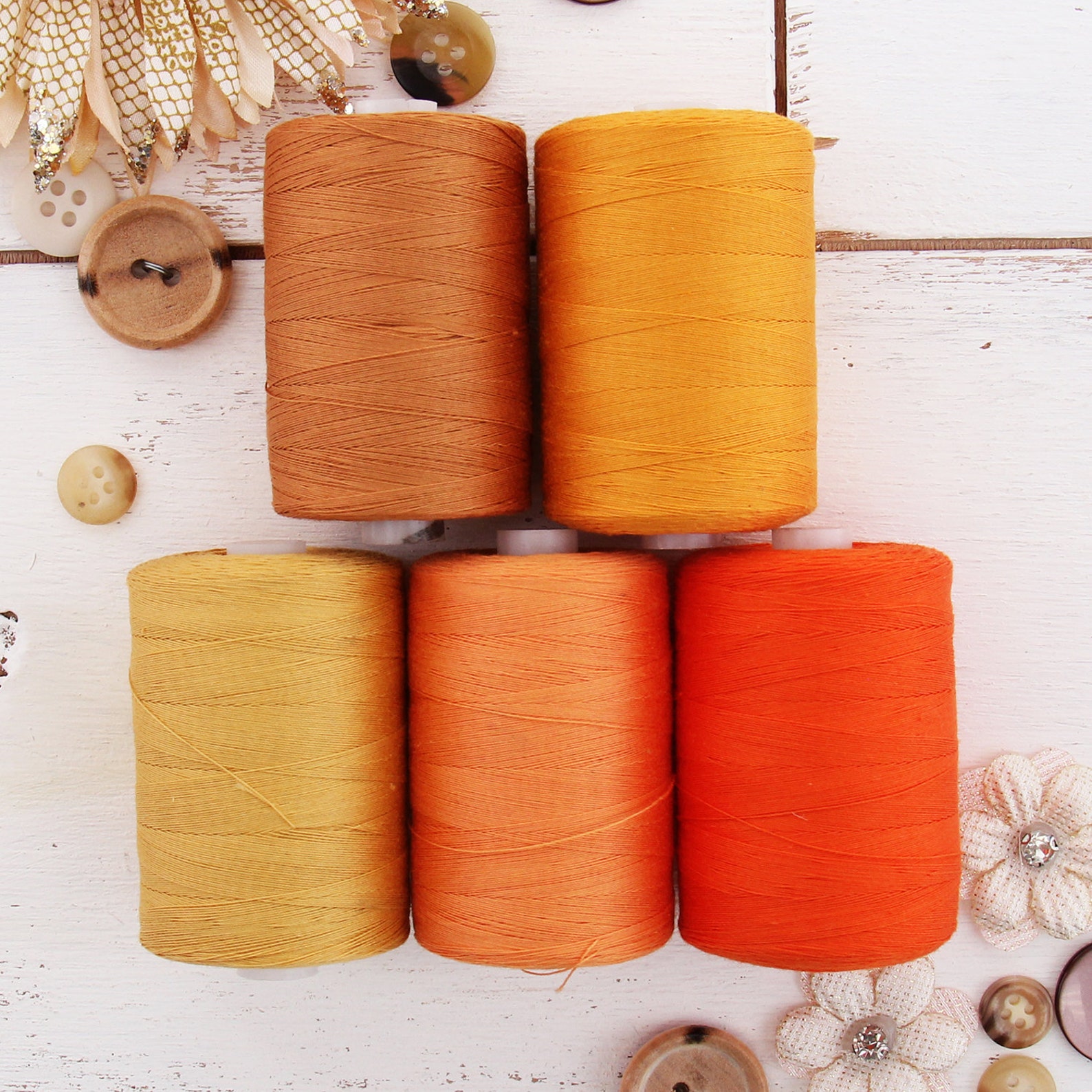 100 Cotton Thread Set 5 Orange Colors 1000M 1100 Yards Etsy Singapore