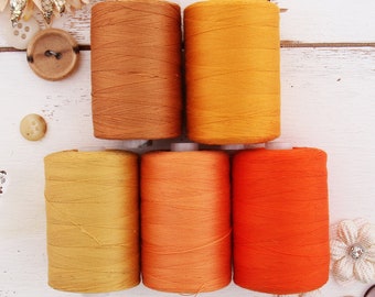 100% Cotton Thread Set | 5 Orange Colors | 1000M (1100 Yards) Spools | For Quilting & Sewing