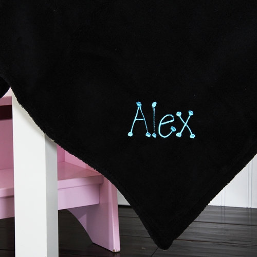 Monogrammed Plush Fleece Blanket Throw - Several Colors - Personalized Customized Gift Embroidered