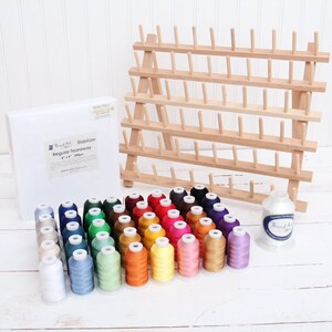 Machine Embroidery Set: 40 Colors Polyester Thread, Bobbin, Stabilizer, Rack