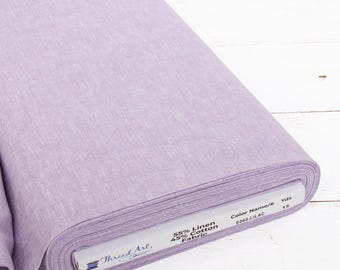 Threadart Yarn Dyed Linen Fabric, Lilac, 43" Wide, 1, 3 & 10 Yard Cuts, Homespun Cotton Linen Blend