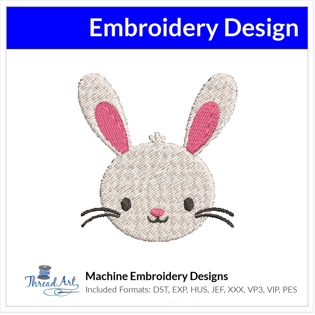 Cute Bunny Face Embroidery Design Instant Download Cute - 3 Sizes - 8 ...
