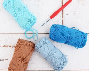 Crochet 100% Pure Cotton Yarn Set - Size 2 Fine Sport - 4 Pack of Beach Vibes Colors