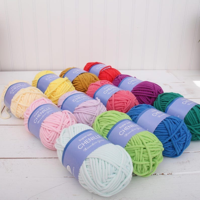Super Soft Chenille Yarn in 20 Color Options - Plush Fluffy Velvet #5 - 50 gram skeins - 60 yds Chunky Weight image 2