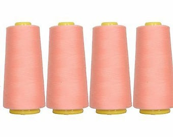 4 Big Cones Peach Serger Sewing Thread 2750 Yd Cones Tex 27 40s2 - Threadart