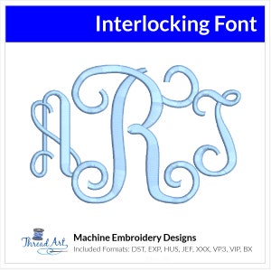 Interlocking Font Machine Embroidery Design Set -  Monogramming Alphabet Letters BX Font - Download 9 Formats and 3 Sizes