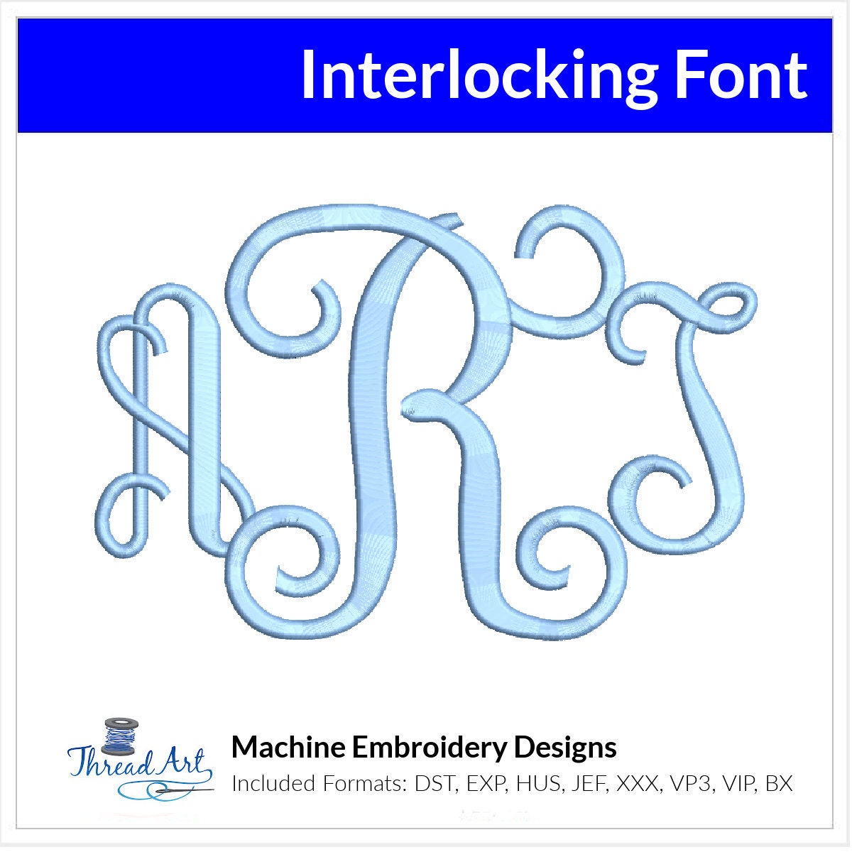 Interlocking Typography Interlocking Font Machine Embroidery Design Set - Monogramming Alphabet ...