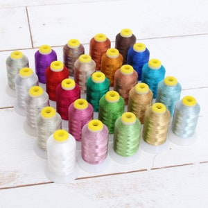 Metallic Thread For Machine Embroidery, Decorative Stitching, Quilting - 25 different colors - 500M per spool