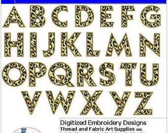 Machine Embroidery Design Set - Leopard Alphabet Capital Letters- 26 Designs - 9 Formats - Threadart