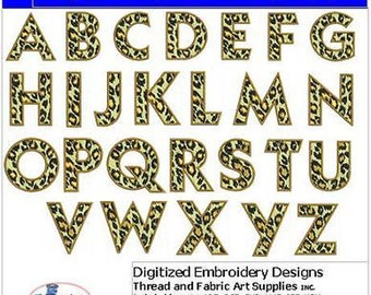 Machine Embroidery Design Set - Leopard Font Alphabet Capital Letters- 26 Designs - 9 Formats - Threadart