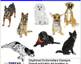 Machine Embroidery Design Set - Dogs(1) - 8 Designs - 9 Formats - Threadart