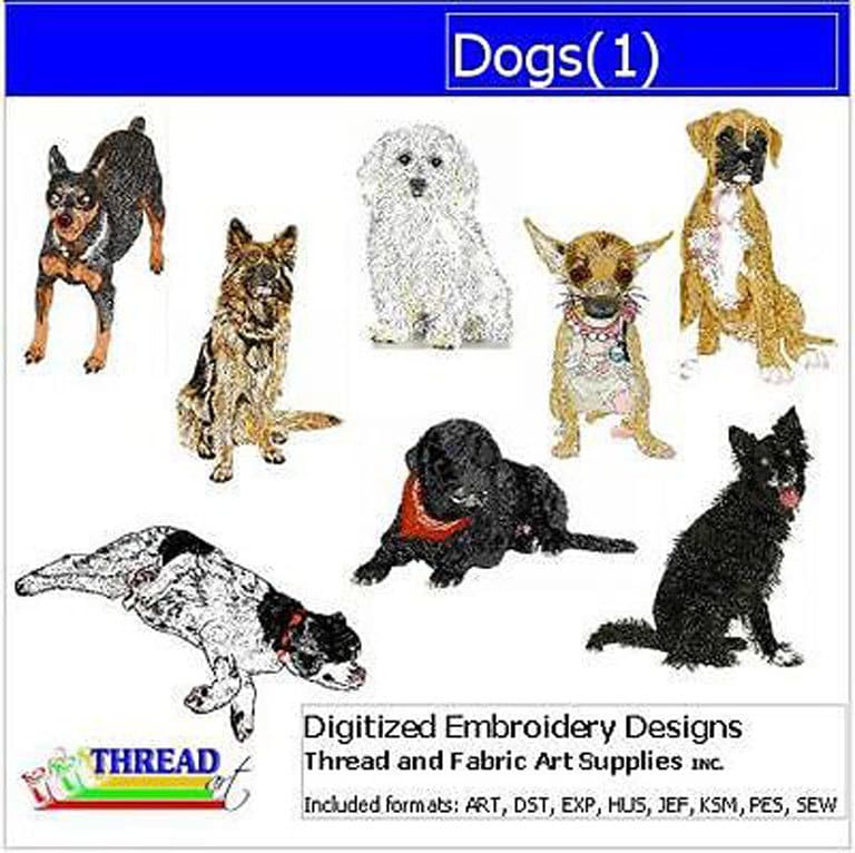 機械刺繍デザインセット - 犬(1) - 8 つのデザイン - 9 つの形式