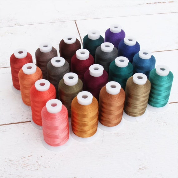 Rayon Machine Embroidery Thread Set 20 Dark Colors 1000m 