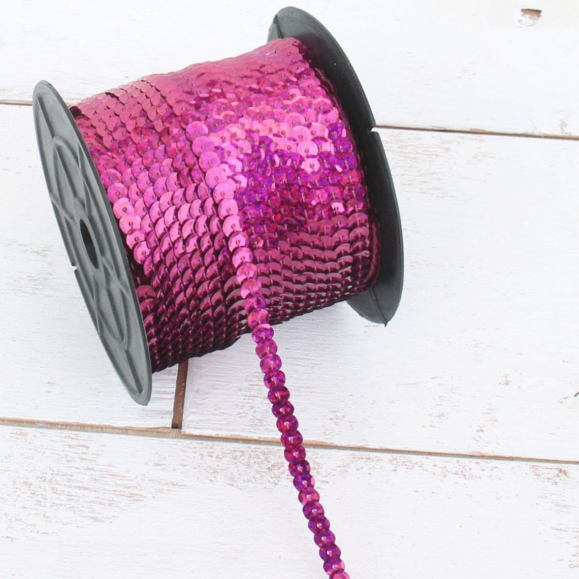 6MM Sequin String 80 Yard Roll Hologram Fuchsia Pink Faceted Etsy