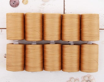 100% Cotton Thread Set | 10 Beige Spools | 1000M (1100 Yards) Spools | For Quilting & Sewing