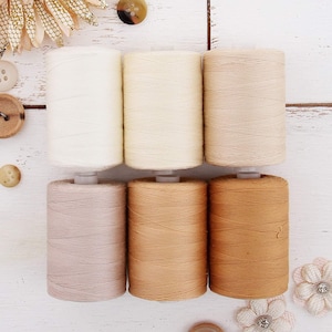 100% Cotton Thread Set 6 Tan Tones 1000M 1100 Yards Spools For Quilting & Sewing image 1