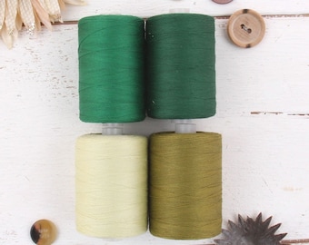 100% Cotton Thread Set | 4 Green Tones | 1000M (1100 Yards) Spools | For Quilting & Sewing