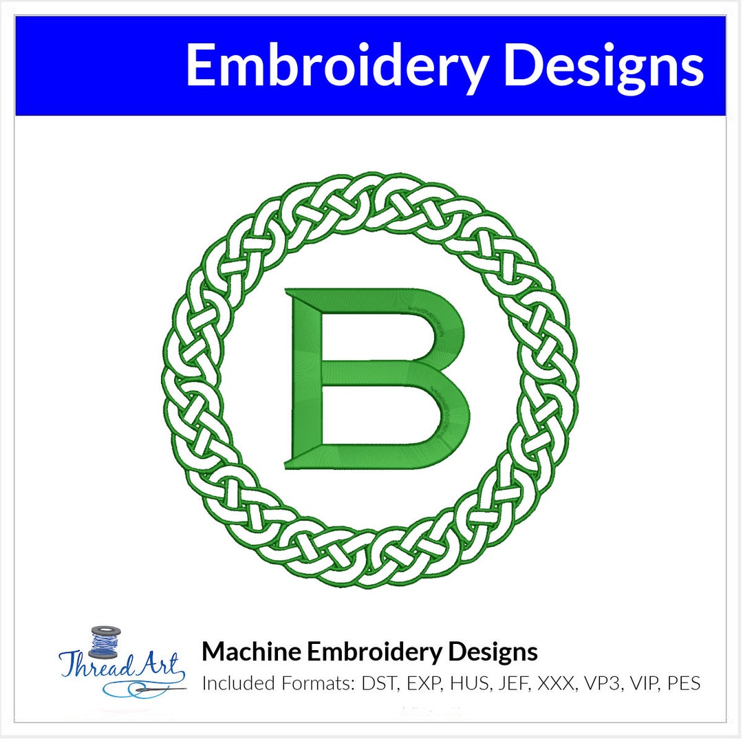 Irish Monogram R Celtic Knot Monogram Frame Embroidery Design Instant Download - 3 Sizes ...