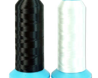 ThreadArt Bobbin Thread - Huge 5000 Meter Cone of Black or White Polyester for Machine Embroidery  - 60 Wt.