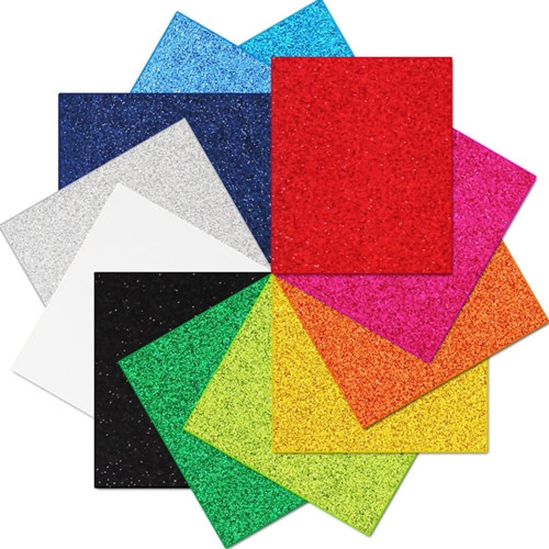Pack of Glitter Heat Transfer Vinyl Sheets - 12 Color Variety Pack - 10 ...