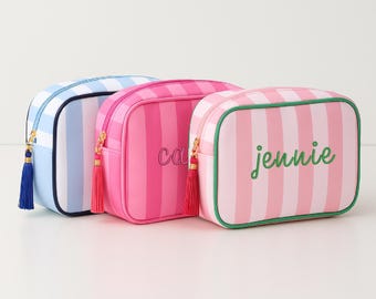 Gepersonaliseerde make-uptas met naam - aangepast met borduursel met monogram - cadeaus voor moeder, cadeaus bruidsmeisje, teamcadeau, cadeau-idee tiener