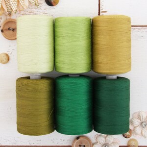 100% Cotton Thread Set | 6 Green Tones | 1000M (1100 Yards) Spools | For Quilting & Sewing