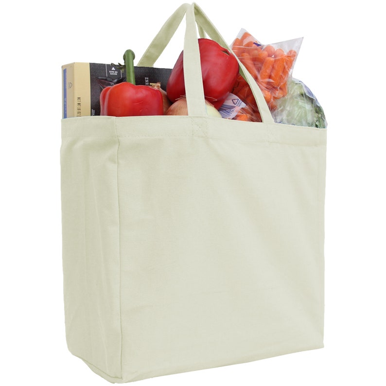 Premium 100% Cotton Canvas Grocery Tote Bags 6 Color Options - Etsy