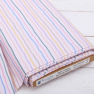 Premium Cotton Quilting Fabric Sold By The Yard - Patterned Pink Stripe 1