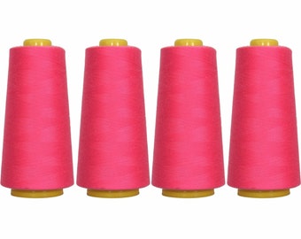 4 Big Cones Hot Pink Serger Sewing Thread 2750 Yd Tex 27 40s/2 - Threadart