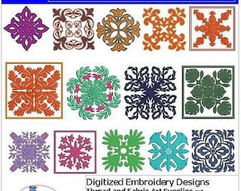 Maschinenstickereidesign - Hawaii Quilt(1) - 14 Designs - 9 Formate - Threadart
