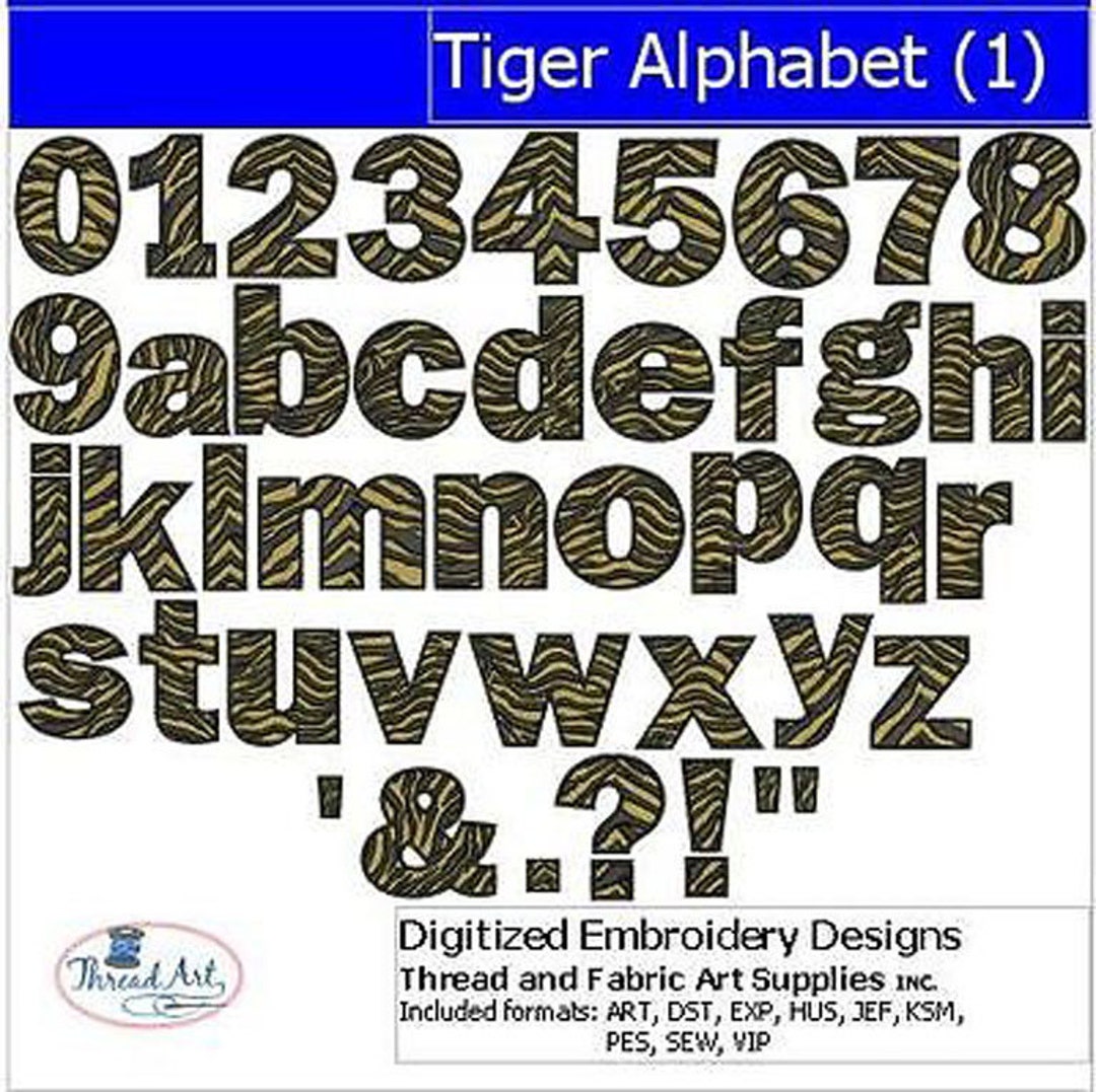 Tiger Font Machine Embroidery Design Set - 2