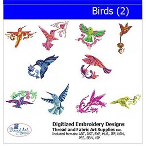 Machine Embroidery Design Set - Birds(2) - 10 Designs - 9 Formats - Threadart