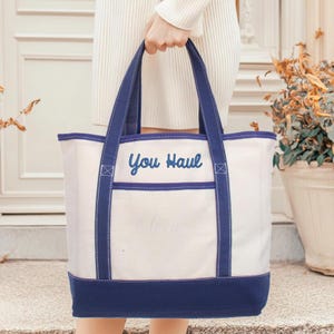 Personalized Tote Bag  - Custom Canvas Tote Bag - Embroidered With Name or Words