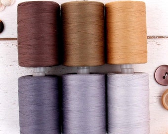 100% Cotton Thread Set |6 Traditional Tones | 1000M (1100 Yards) Spools | For Quilting & Sewing