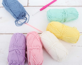 Crochet 100% Pure Cotton Yarn Set - 6 Pack of Frostings Colors