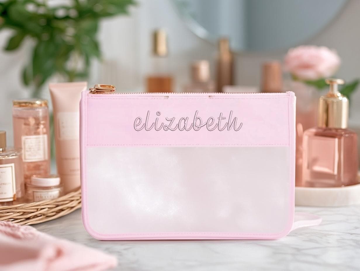 Personalized Clear Zipper Bag With Embroidery - Customized With Name or ...