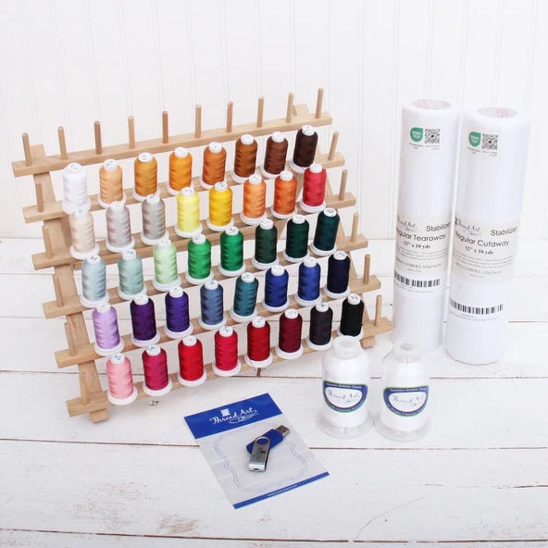 Embroidery Machine Starter Set With 40 Threads 50 Designs Etsy