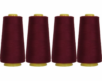 4 Big Cones Dark Maroon Serger Sewing Thread 2750 Yd Tex 27 40s2 - Threadart