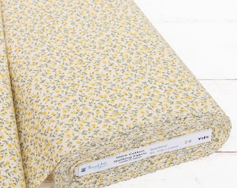 Threadart Sevenberry Golden Yellow Rosebud Cotton Quilting Fabric - 1, 3 & 10 Yard Cuts