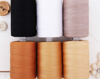 100% Cotton Thread Set | 6 Quilting Tones | 1000M (1100 Yards) Spools | For Quilting & Sewing