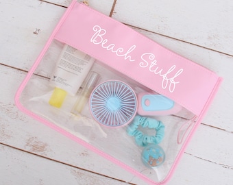 Gepersonaliseerde doorzichtige ritstas met borduursel - aangepast met naam of woorden - cosmetische make-upcadeaus voor moeder, bruidsmeisjes, teamcadeau, tiener