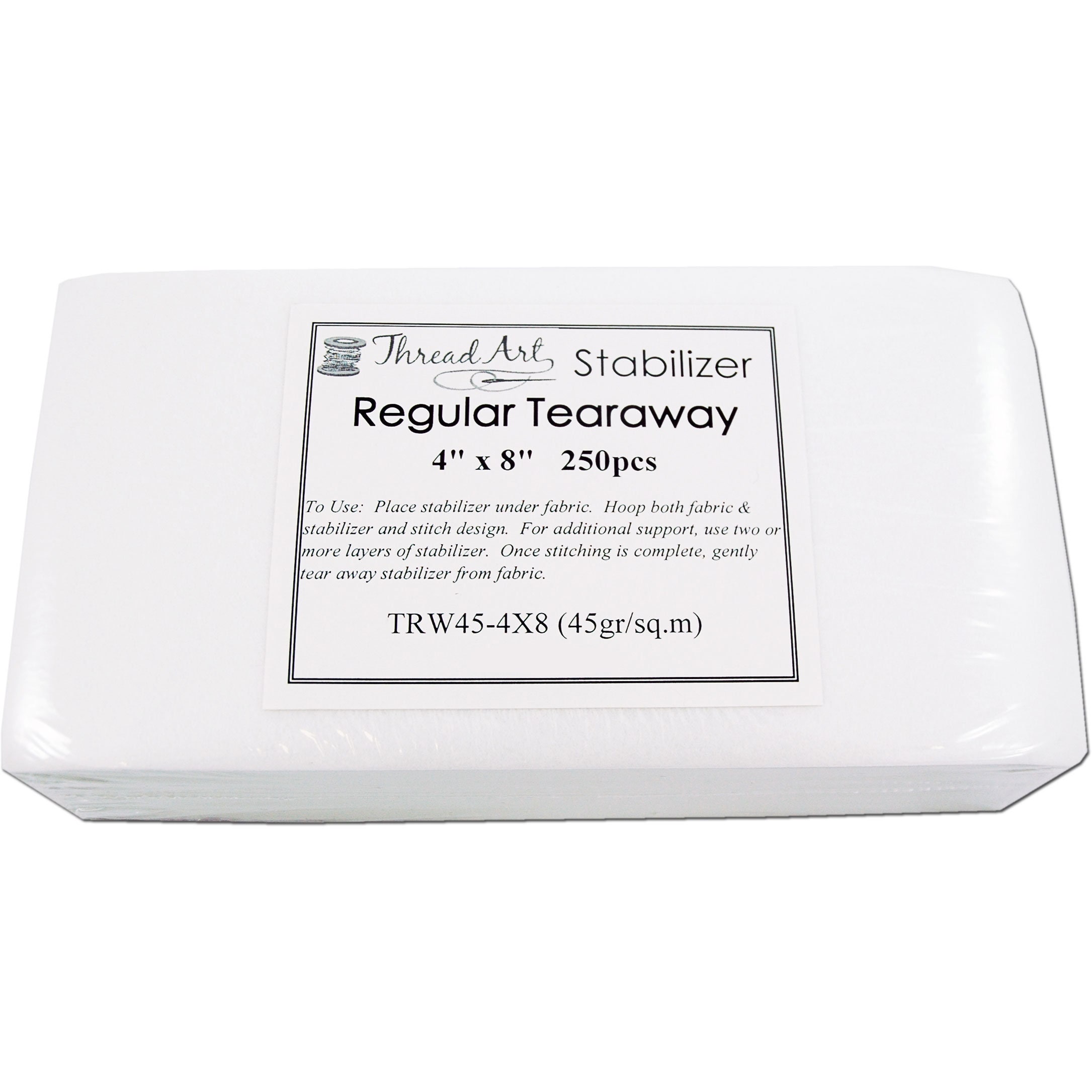 Regular Tearaway Embroidery Backing Stabilizer 4x8 250 Precut