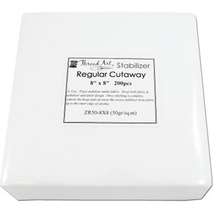 Regular Cutaway Embroidery Backing Stabilizer - 8x8 Precut Sheets