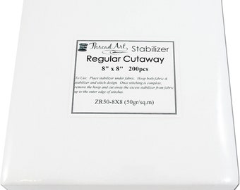 Regular Cutaway Embroidery Backing Stabilizer - 8x8 Precut Sheets
