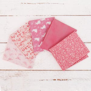 Fat Quarter Bundle - Five Light Pink Precut Cotton Fabrics