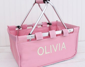 Gepersonaliseerde draagtas voor grote markt - ideaal voor picknick, winkelen en sport Opvouwbaar cadeau met monogram geborduurd