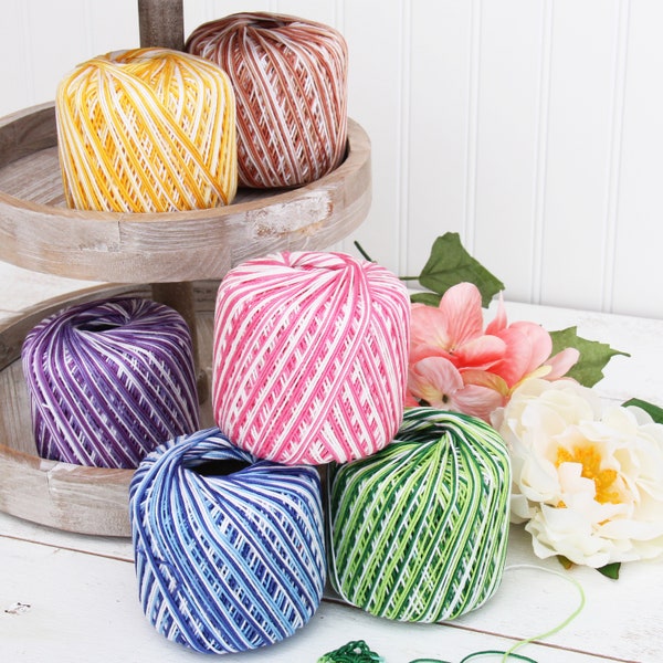 Multicolor Cotton Crochet Thread - 14 Different Variegated Color Options - Size 3 and 10