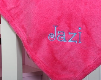 Monogrammed Plush Fleece Blanket Throw - Several Colors - Personalized Customized Gift Embroidered