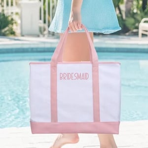 Personalized Leather and Canvas Tote Bag, Extra Large Tote Bag, Embroidered With Word or Name - Choose Color and Font Style