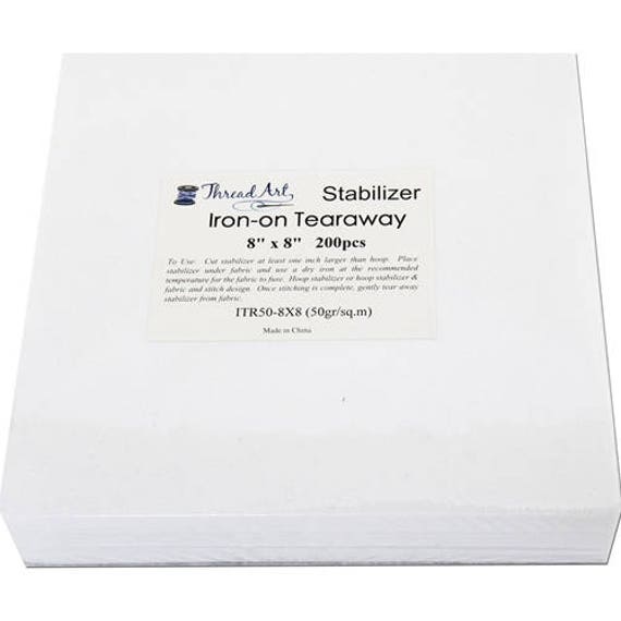 Iron-on Embroidery Backing Stabilizer, 8x8 200 Precut Sheets 